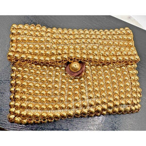 Vintage Whiting and Davis Gold Mesh Small Clutch Evening Bag